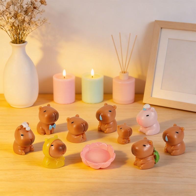 11pcs Realistic Capybara Figurines, Various Colors, Handmade Decorations, Home Entryway, TV Cabinet, Living Room, Bar, Office Desk