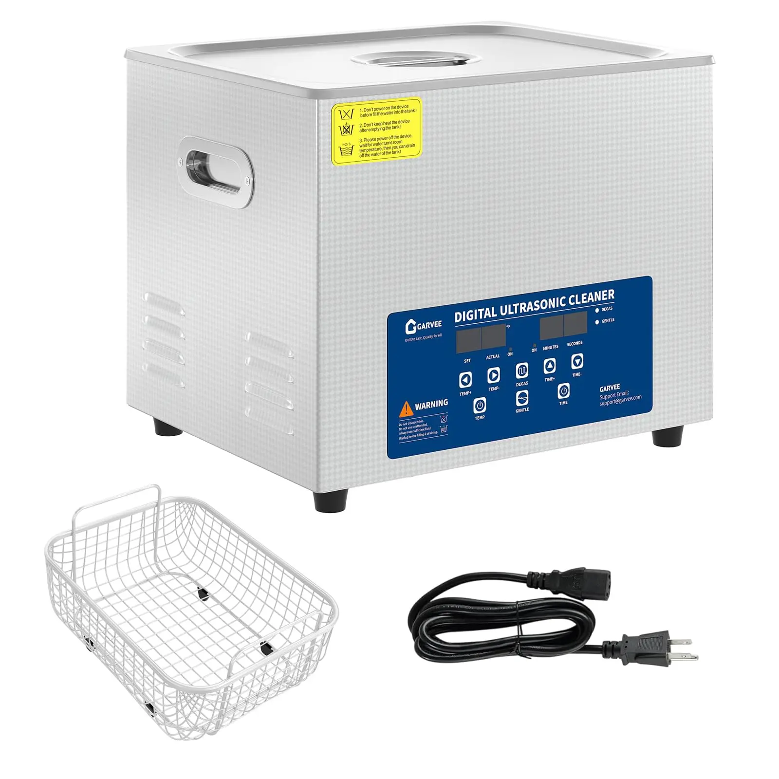 Garvee 15L Ultrasonic Cleaner with Heated Function, Digital Timer & Stainless Steel Tank, Heavy-Duty Cleaning Machine for Auto Parts, Industrial Components, Jewelry, Glasses