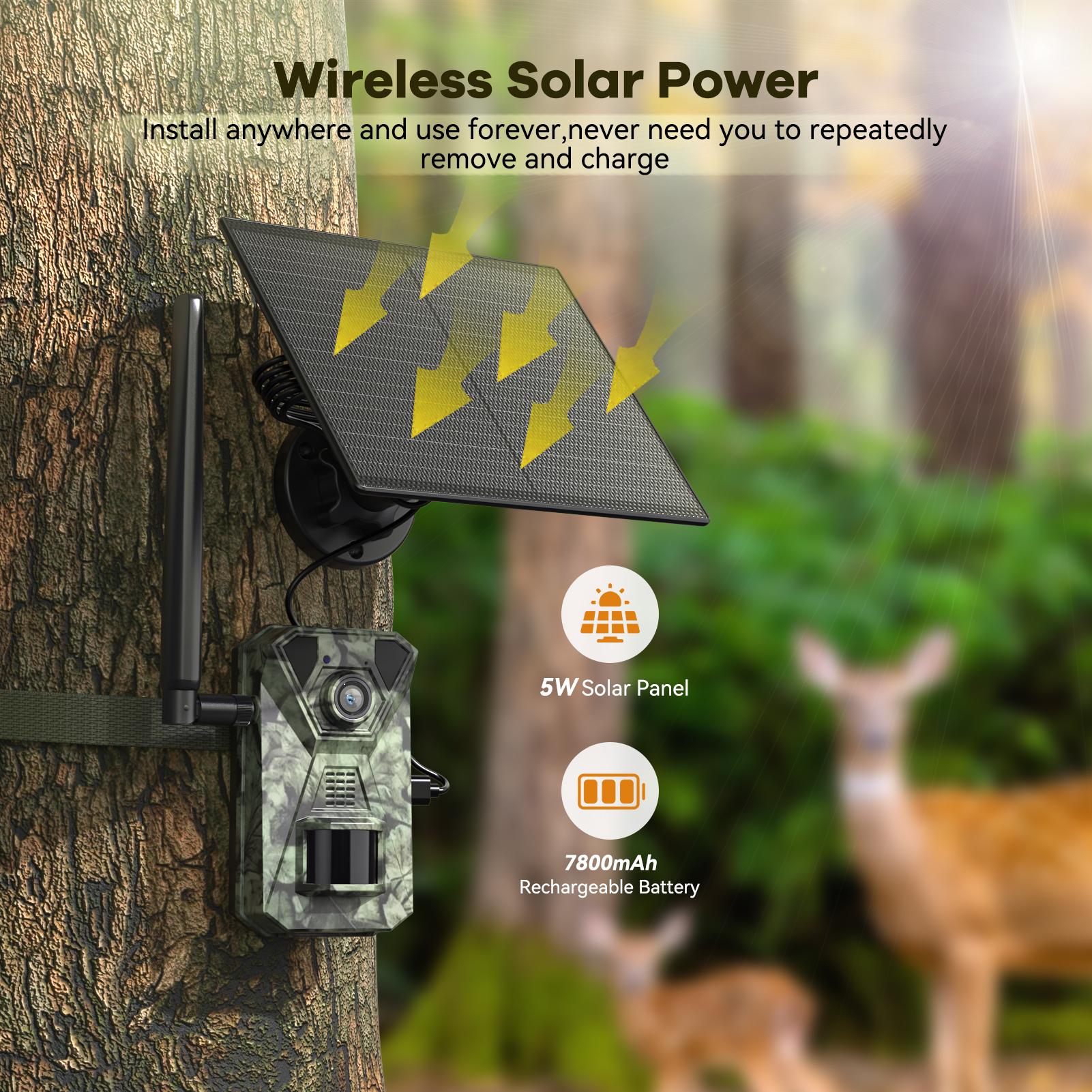 Deatti 4G LTE Cellular Camera with Solar Panel, Built-in SlM Card,UNLIMITED Data Plan,wildlife photography NOT SUPPORTWIFl, Live Camera with 360° Pan Tilt