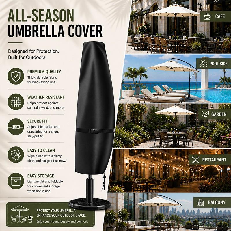 Patio Umbrella Cover 80-110inch | Heavy Duty Oxford Fabric, Zipper & Drawstring | All Weather Protection | 4 Colors