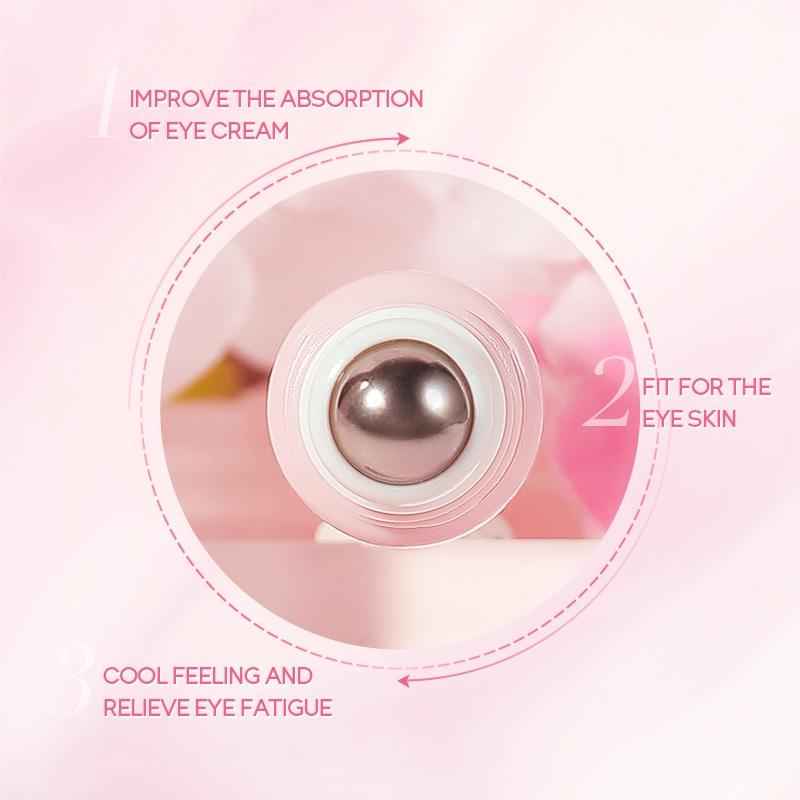 15ml Comfort Natural Sakura Extract Eye Serum & Eye Roller, 1 Count Skincare Eye Nourishing Cream, Eye Gel Cream for Under Eye Treatment, Facial Detailing Beauty Makeup Cosmetic Tool, Moisturize