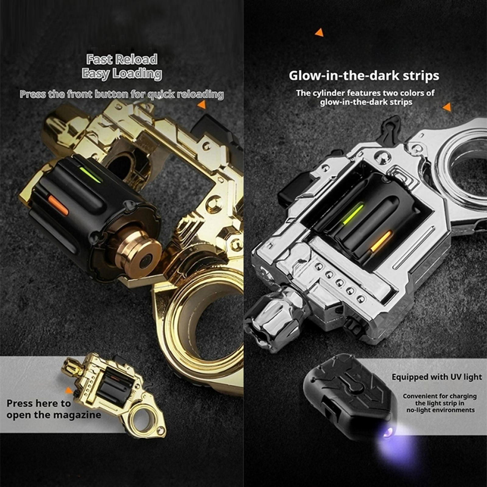 Stress Relief Toy Metal Revolver Blaster Emittable Soft Bullet Gun Toy Fidget Spinner Toys For Teens, Adults