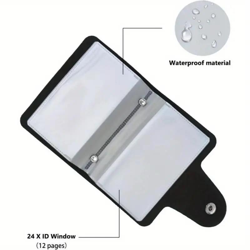Waterproof Card Case Wallet with 24 Clear Slots, 1 Count Business Card Organizer Holder with Snap Closure, Desk Accessory for Home & Office, Office Accessories, Card Storage Card Carrying Holder