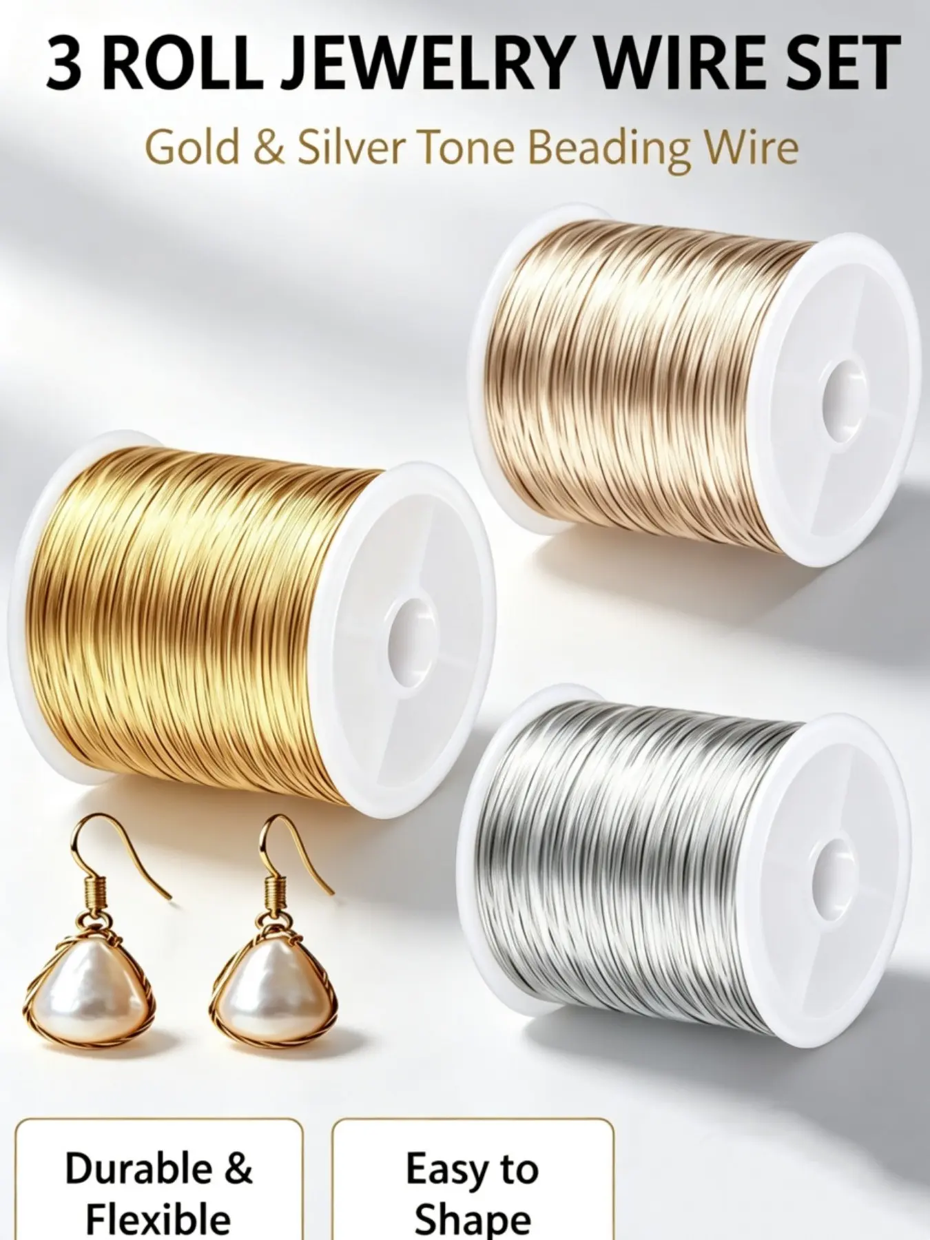 3 Rolls Copper Wire Set, Total Length 300m, Flexible DIY Jewelry Making Material, Jewelry Making Accessories, Ideal for Crafting, Earrings, Bracelets, All Seasons