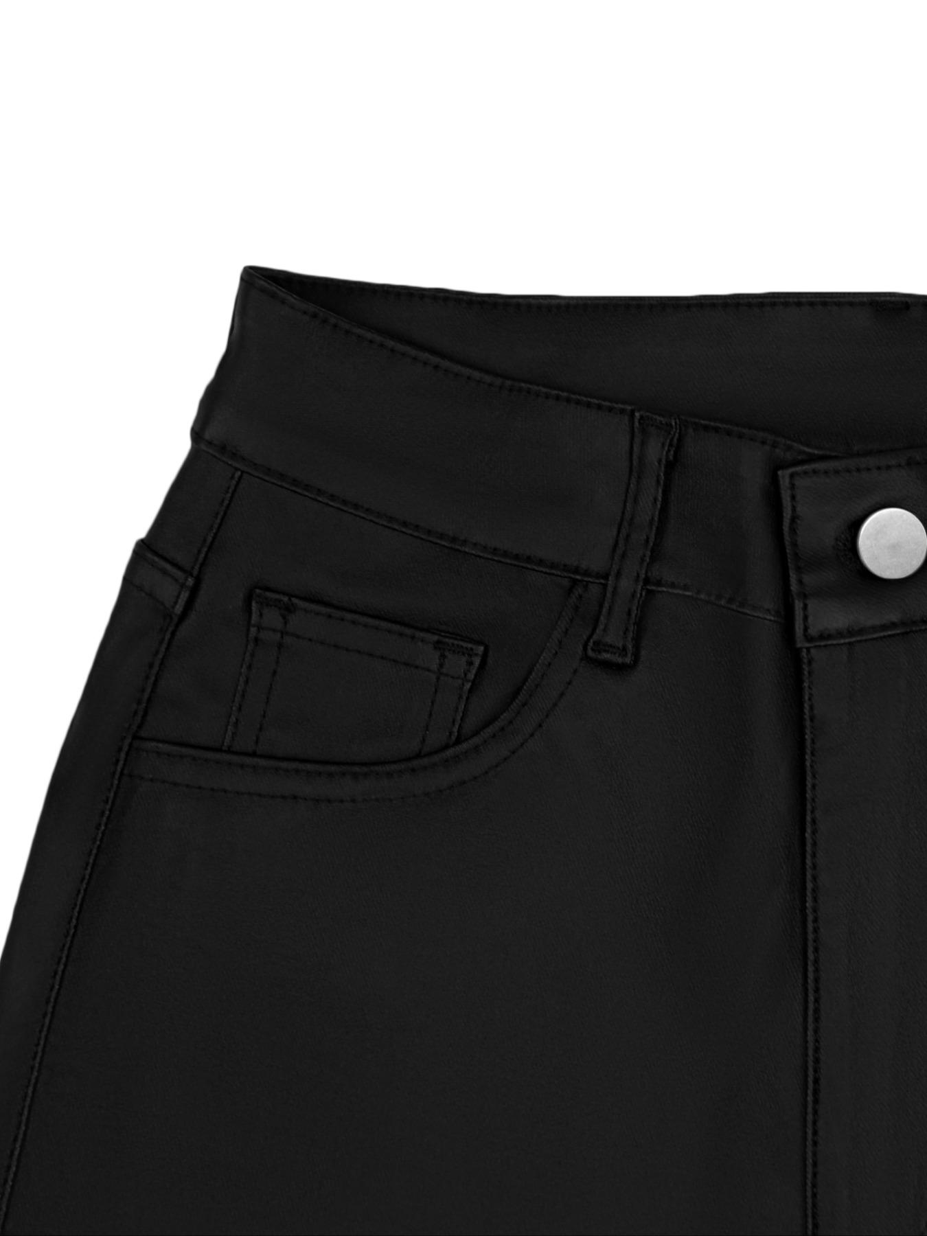 GILIPUR Y2K High Waist Coating Flare Leg Pants,Casual Lounge Pants Comfy Plain Button Pocket Trousers,Women's Ladies Bottoms For All Seasons Fall & Winter Clothes,Stretchy Coating  Flared Leg Pants,T-Chic