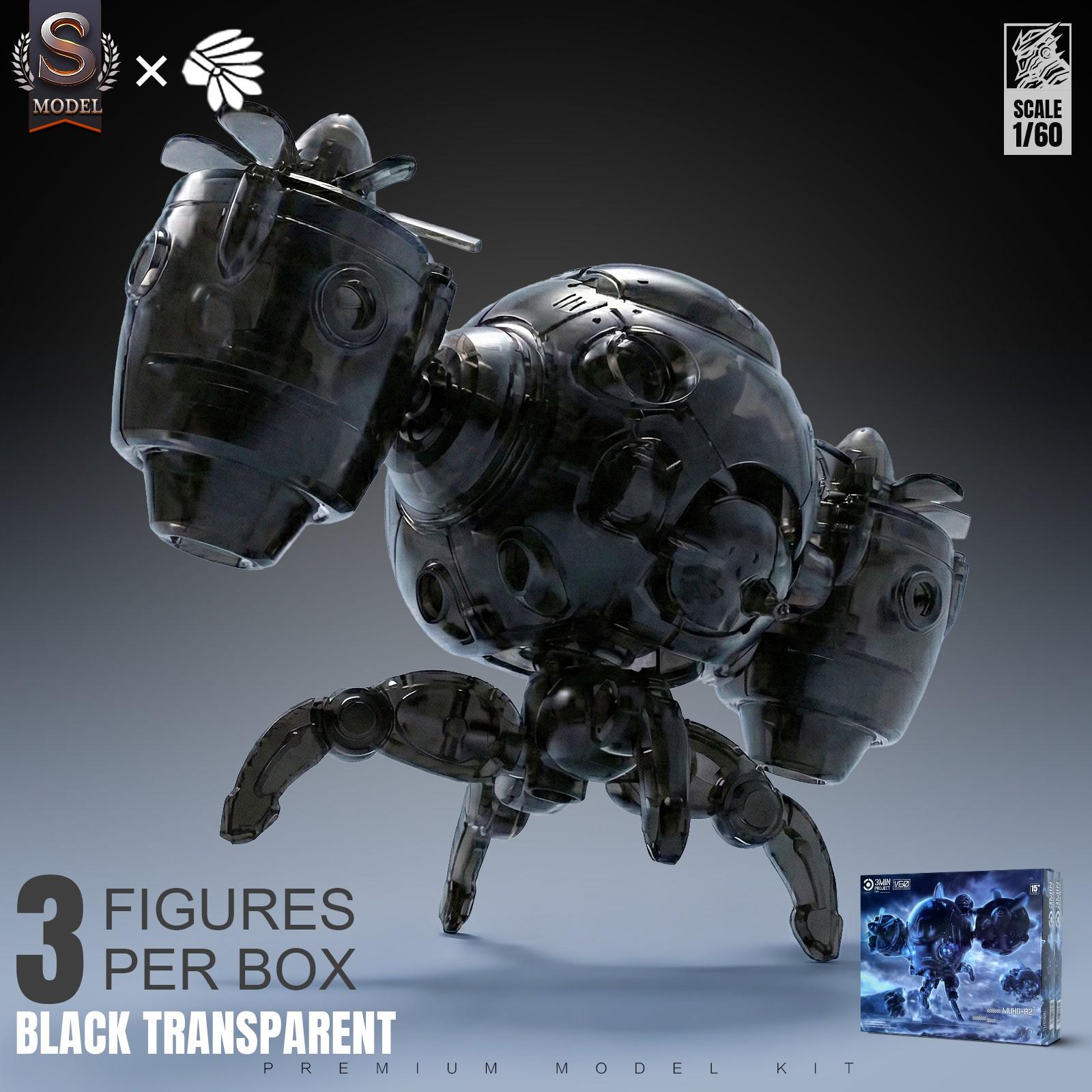 1/60 Scale Sci-Fi Mecha Assembly Model Set (3 Pieces), Paintable, Poseable, Openable, 3.75 Inches, Ideal for Desktop Display and Collection