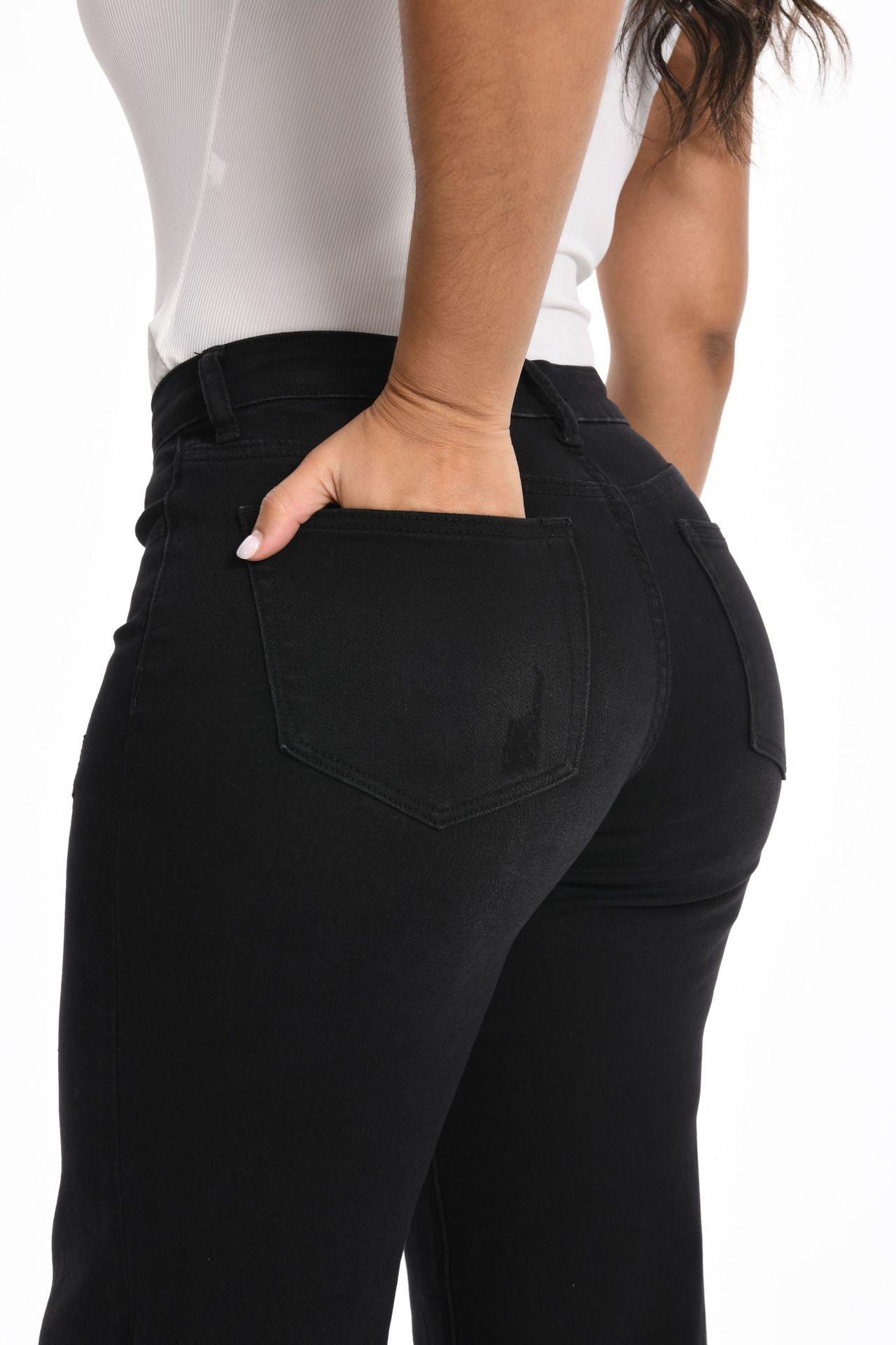 Mid-low Rise BaggyJeans Stretchy Wide Leg for Women DistressedPants Womenswear Bottom 8001 Lady BasicMinimalist Comfortable Denim Tummy ControlCurve Hugging Plus Size Regular Size BBL SpringFashion Daily Outfits