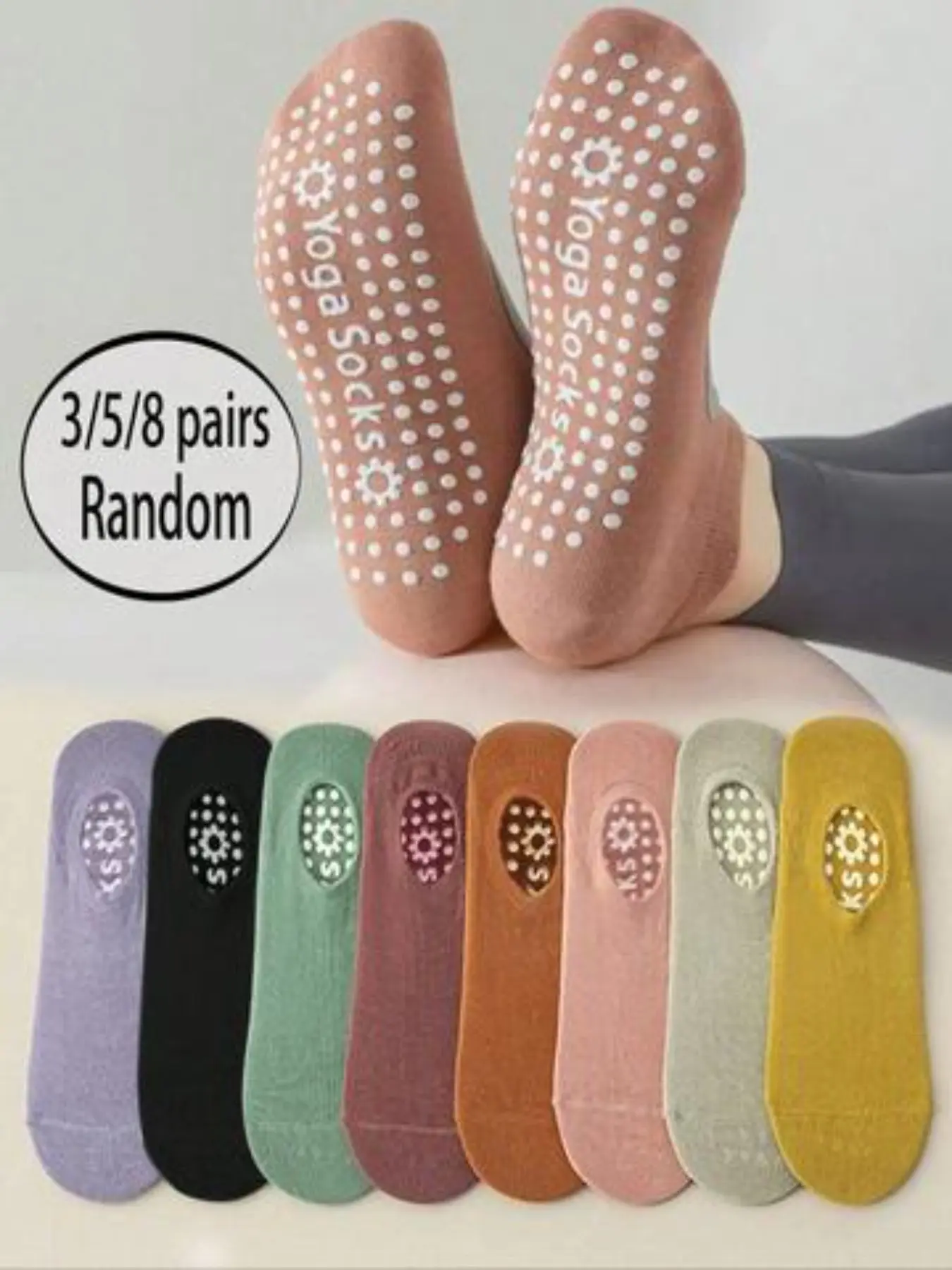 Women's Yoga Socks, Non-Slip Silicone Grip, Low-Cut, Solid Color, Ideal for Indoor Fitness, Dance, Gym, Pilates, Ballet, Fall Season