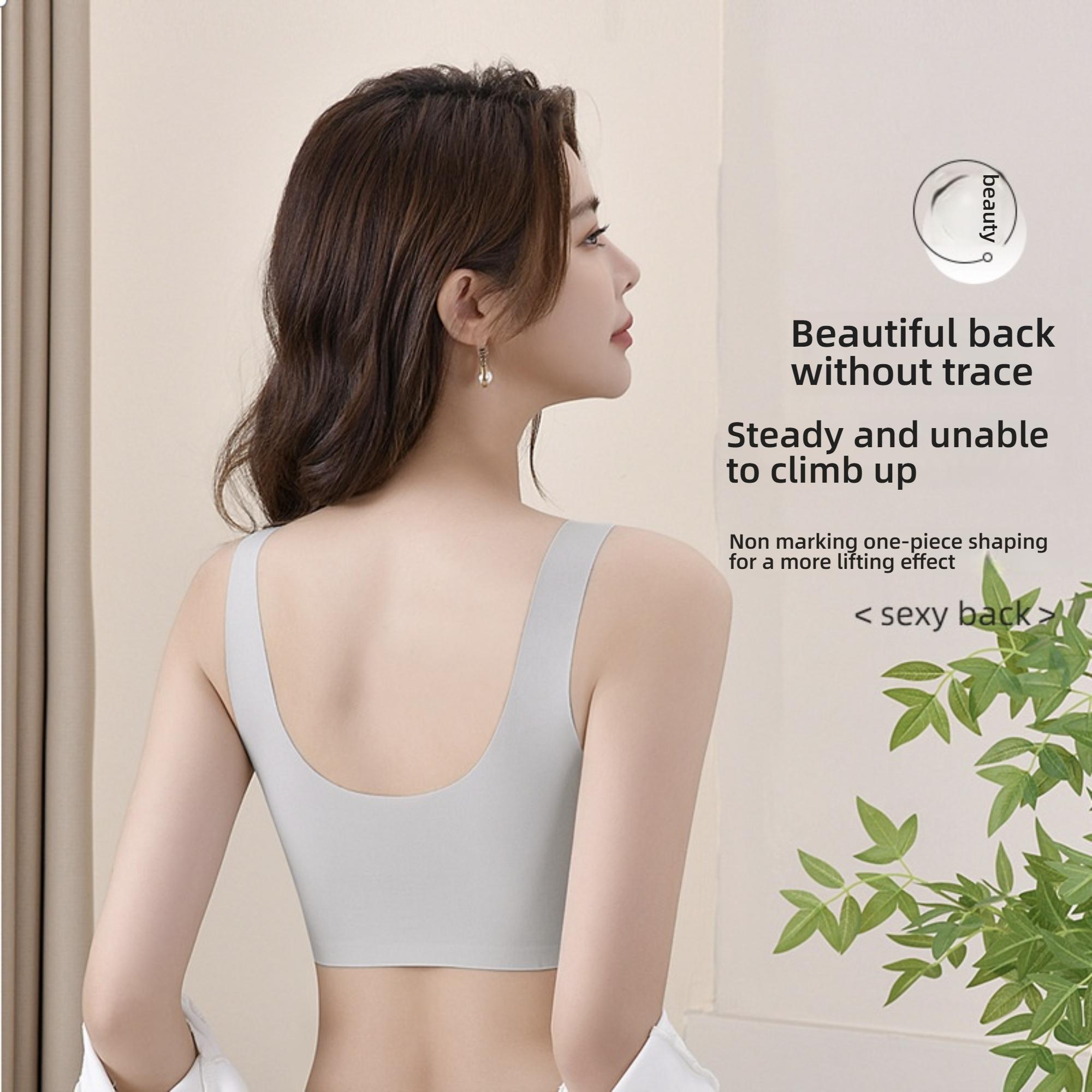 Wireless Backless Fixed Cup Anti-Gravity Soft Support Small Bust Lift Prevent Sagging Underwire Bra, Plus Size Women's Bras