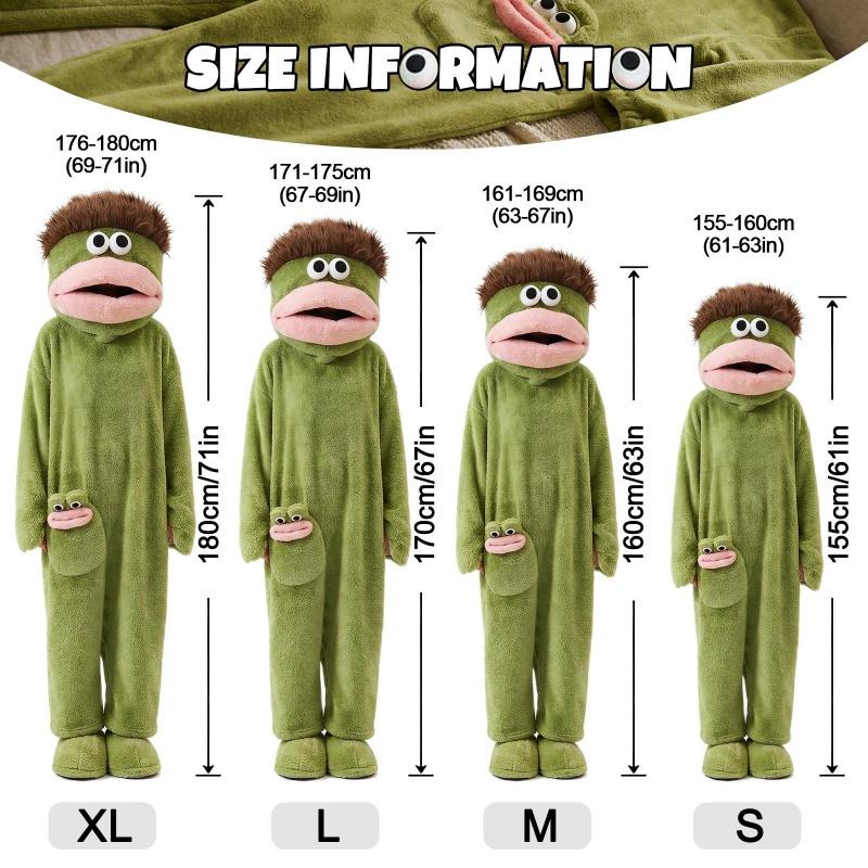 Funny Onesie Party, Comfortable Hooded Flannel Pajama Set, 3-Piece Includes Pajamas Comb Shoe Covers, Cute Monster Design