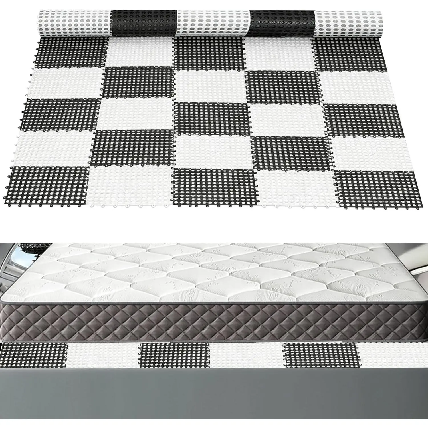 Plastic Mattress Underlay Pad for RV Boat Camper 83" L x 59" W Queen Size | Breathable Mesh RV Under Mattress Ventilation Air-Flow, Interlocking Modular Design