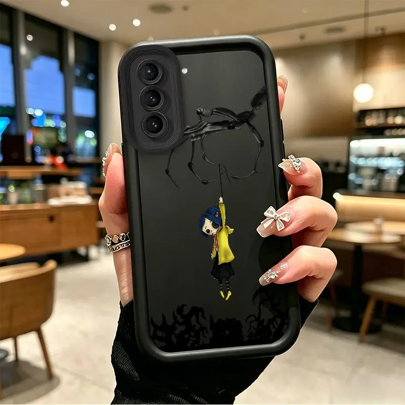 Phone case for Samsung GALAXY S21 S21PLUS TPU Enhanced Peotection Gift Blue-haired Girl & Spider-like Claw Art Drop-Resistant Protection Celestial Eye Layered Phone Case BOJTNLSZ