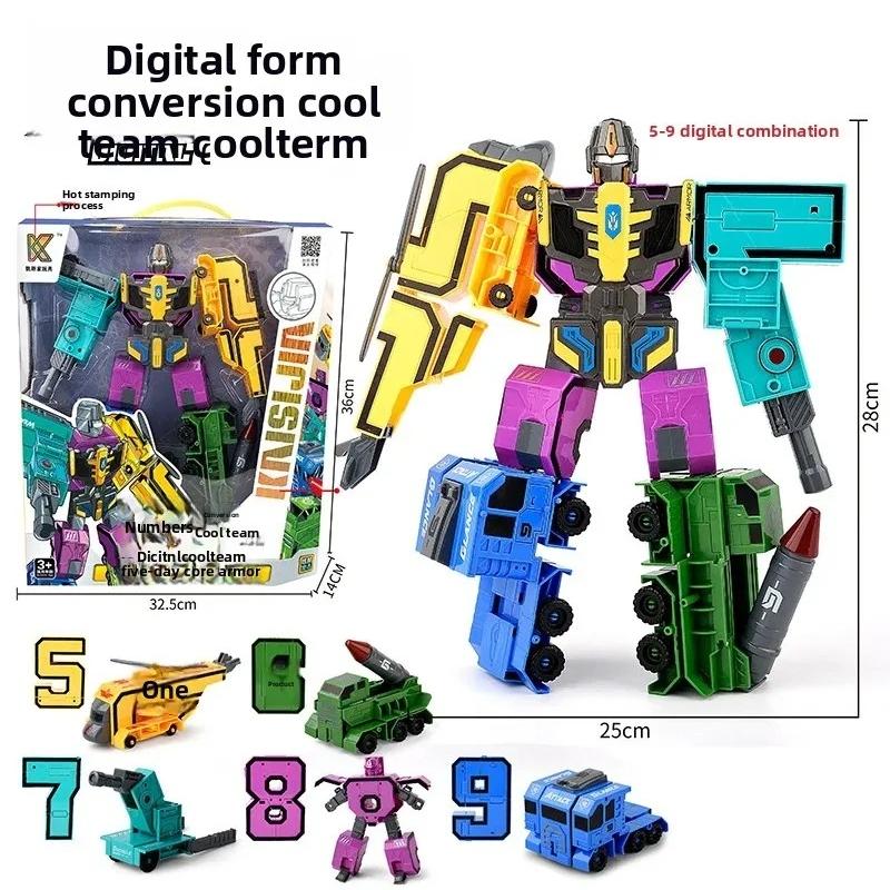 Large Digital Robot Transformer Toy Set Educational Children's Plaything Case Home Building Blocks Action Figure Collectible