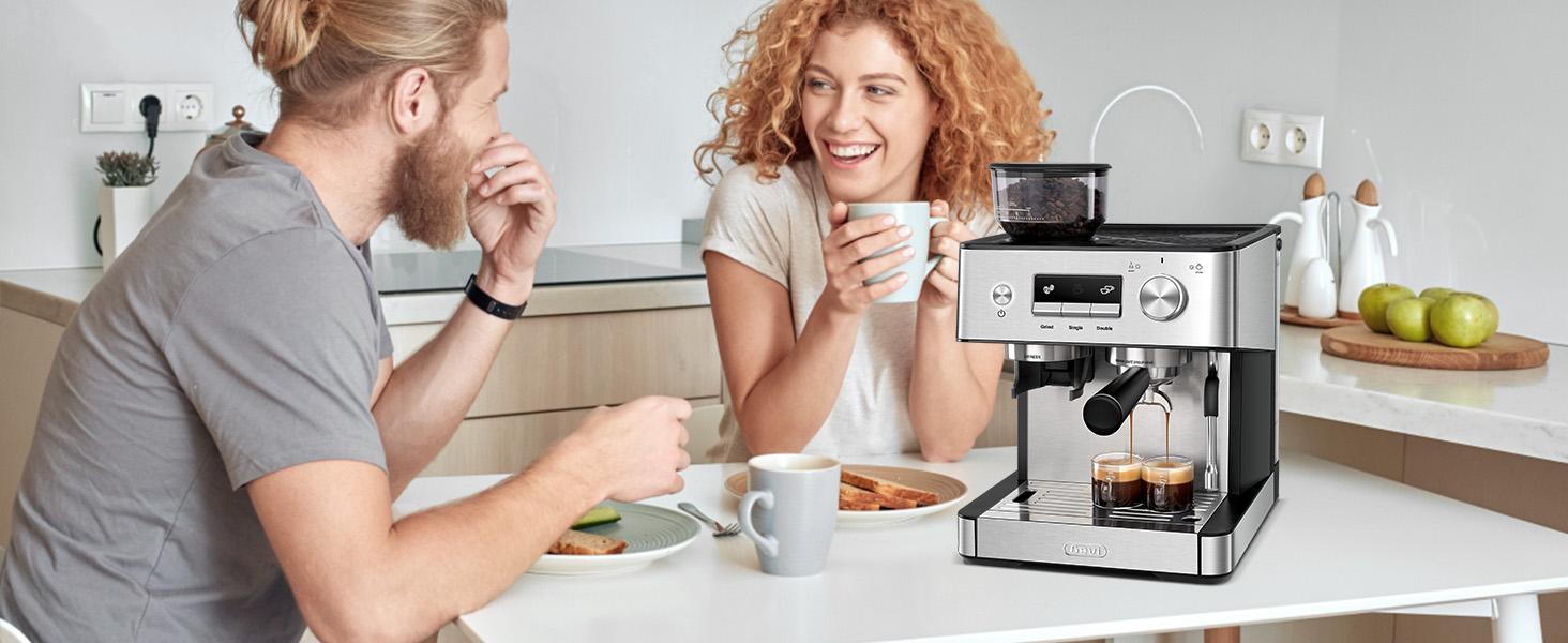 【Springtok】Gevi Espresso Machine with Grinder & Steam Wand | Home Barista Latte Maker | 2.3L Water Tank | Perfect Gift for Coffee Lovers 【Springtok】Gevi Espresso Machine with Grinder & Steam Wand | Home Barista Latte Maker | 2.3L Water Tank | Perfect Gift for Coffee Lovers
