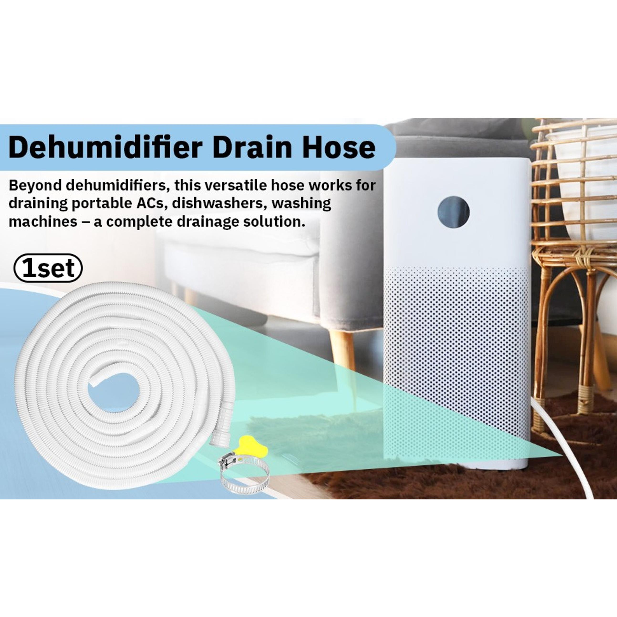 13 Ft Dehumidifier Drain Hose,3/4" FHT Universal for AC and Dehumidifiers Cuttable rubber adapter & clamp included, Leakproof flexible discharge hose, Easy replacement kit