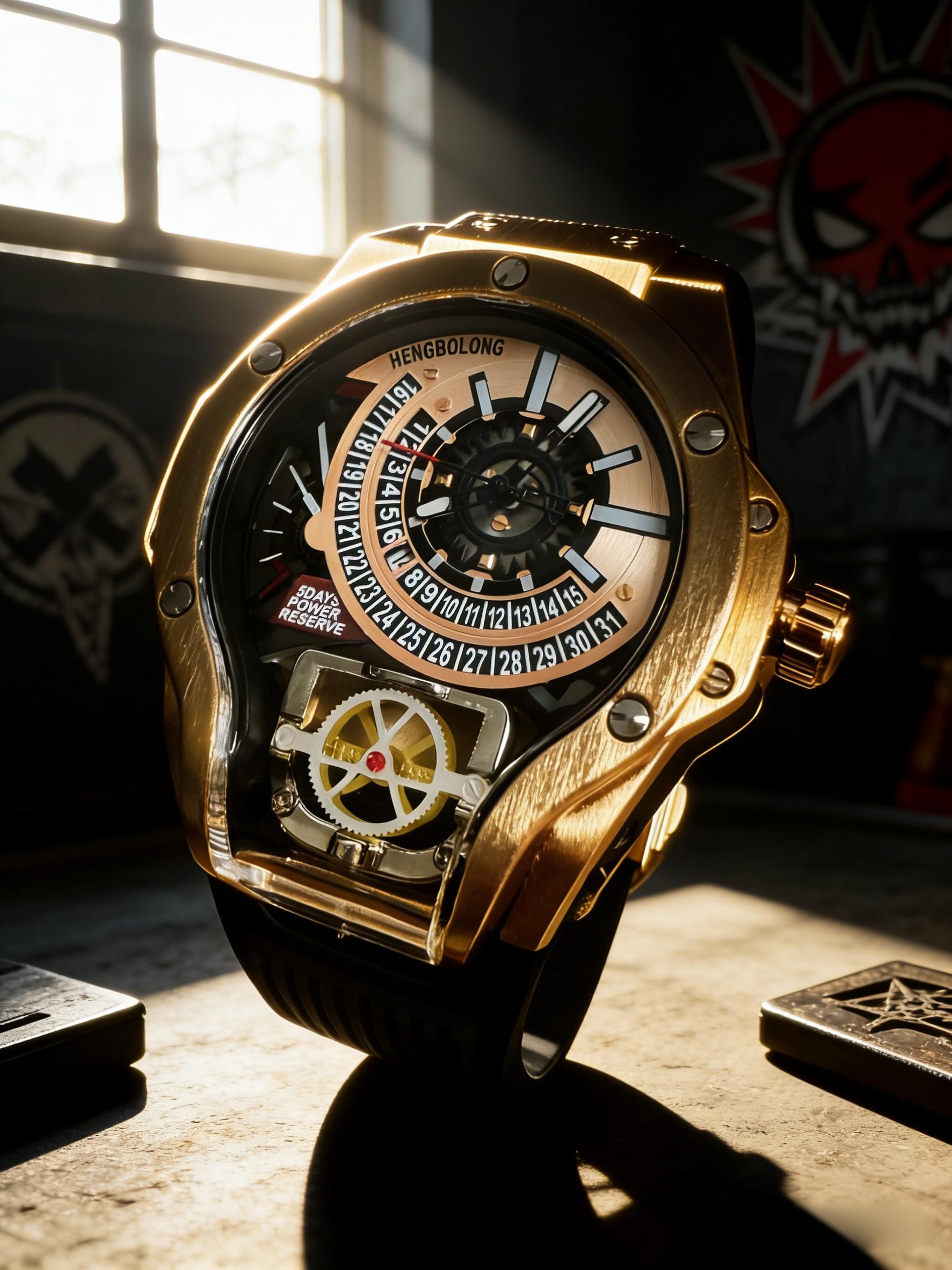 World of Warcraft Large Dial Strange Shape Men's Mechanical Texture Quartz Watch, Punk Personality Popular Dominant World of Warcraft Party Youth Gift Watch, Gift Box Packaging