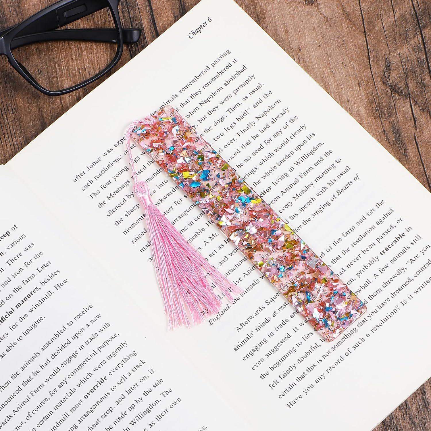 Sparkling Acrylic Tassel Bookmark, DIY Convenient Hanging Decoration, Adhesive Bookmarks, Easy-To-Use Decorative Items