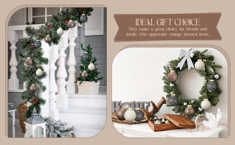 Christmas Clearance Sale Neutral Textured Christmas Ornaments Christmas Decoration  Neutral Christmas Farmhouse Vintage Christmas Tree Decorations, Nostalgic Decorative Items Christmas Decor for Xmas Tree Home Indoor Outdoor Party Holiday Decorations