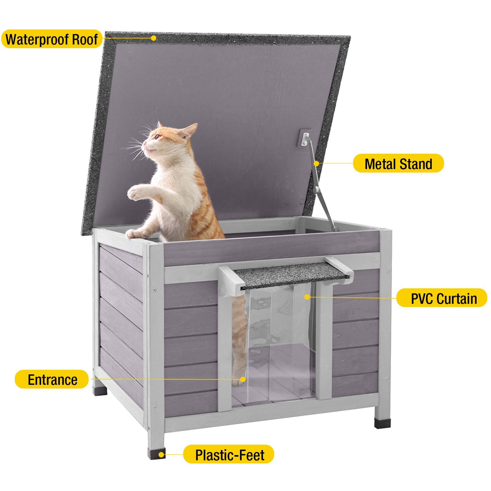 Aivituvin-AIR12-B Outdoor Wooden Cat House, Indoor Cat House