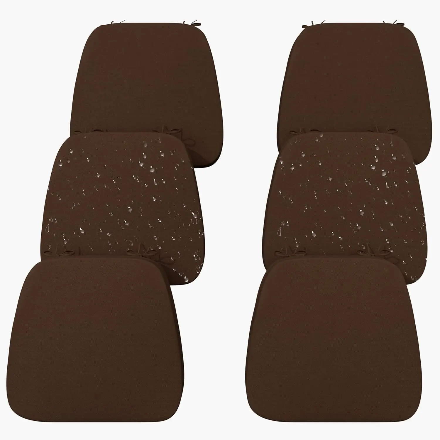 17'' x 16'' x 2.5"Thick Chair Cushions for Dining Chairs, 6 Pack WaterProof Easy Clean Kitchen Chair Pads with Ties and Non-Slip Backing - 30D High Elastic Foam Soft Kitchen Chair Cushions