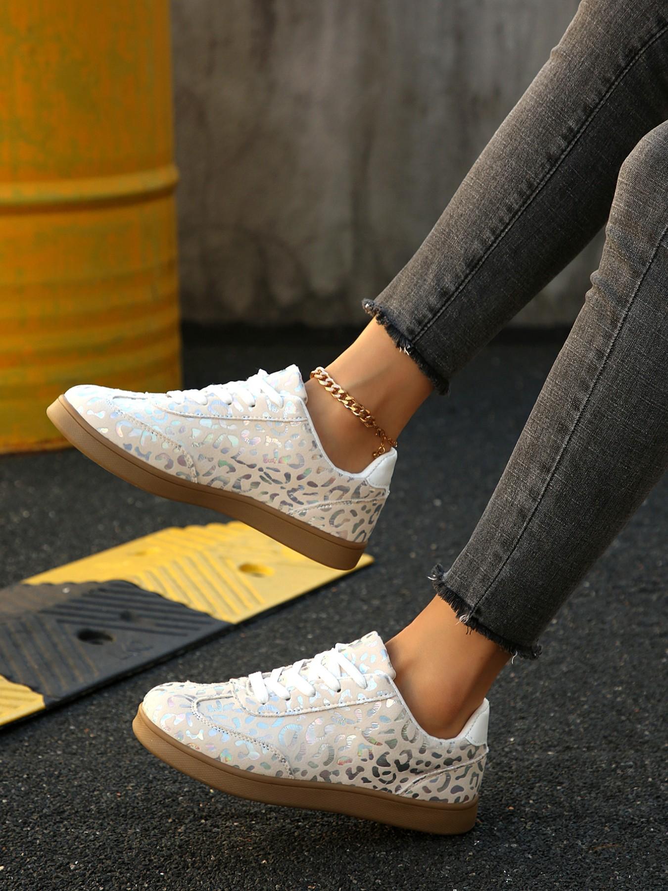 Leopard Print Derby Shoes for Women, 2026 New Vintage Rubber Sole Casual Sneakers, Versatile Shoes for Students