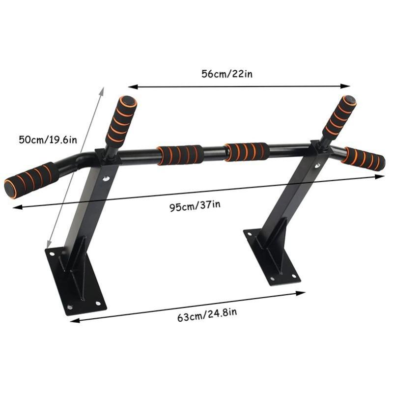 Commercial Style Wall Mounted Chin Up Bar | 500KG Max Load, All-in-One Home Gym with Hanging Straps, Suitable for Weighted Workouts, Pull-Ups, Dips & Stretching – Sturdy Black Exercise Gear
