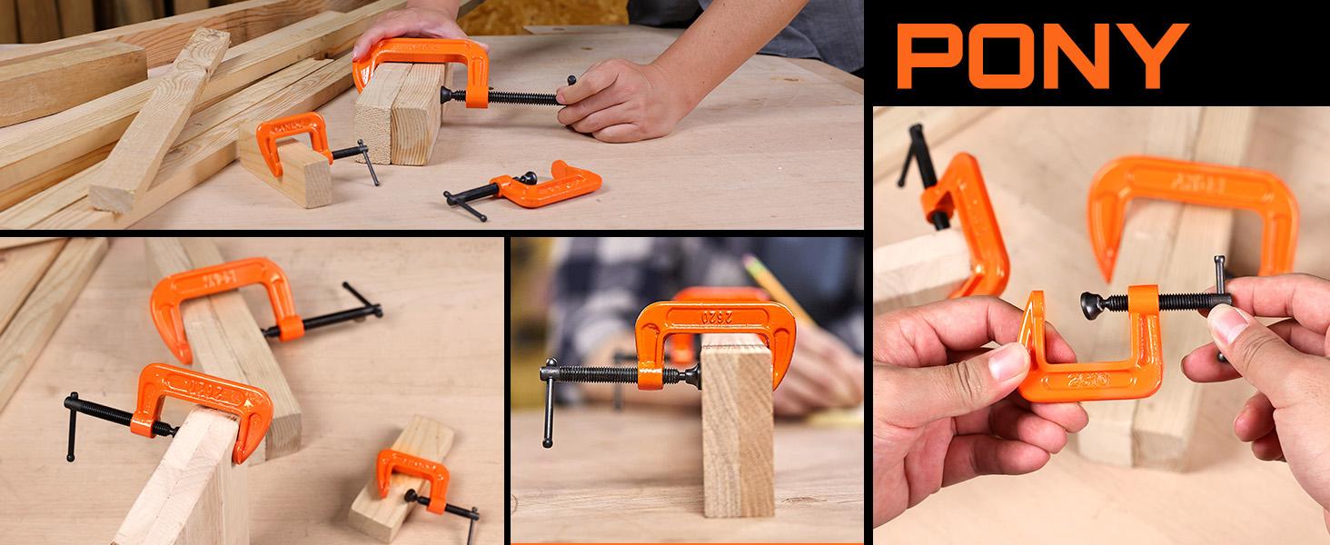 #JumpstartSale PONY Malleable Iron C-Clamp Set, 3-Count, (1", 2", 3")