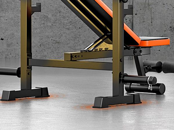 Hapsor Adjustable Weight Bench Set - Multi-Functional Press Rack with Squat Stand, Home Gym Olympic Weight Bench, Removable Foot Catch, Dumbbell Storage, Supports 770LBS, Bold Orange & Black Workout Equipment - Springtok