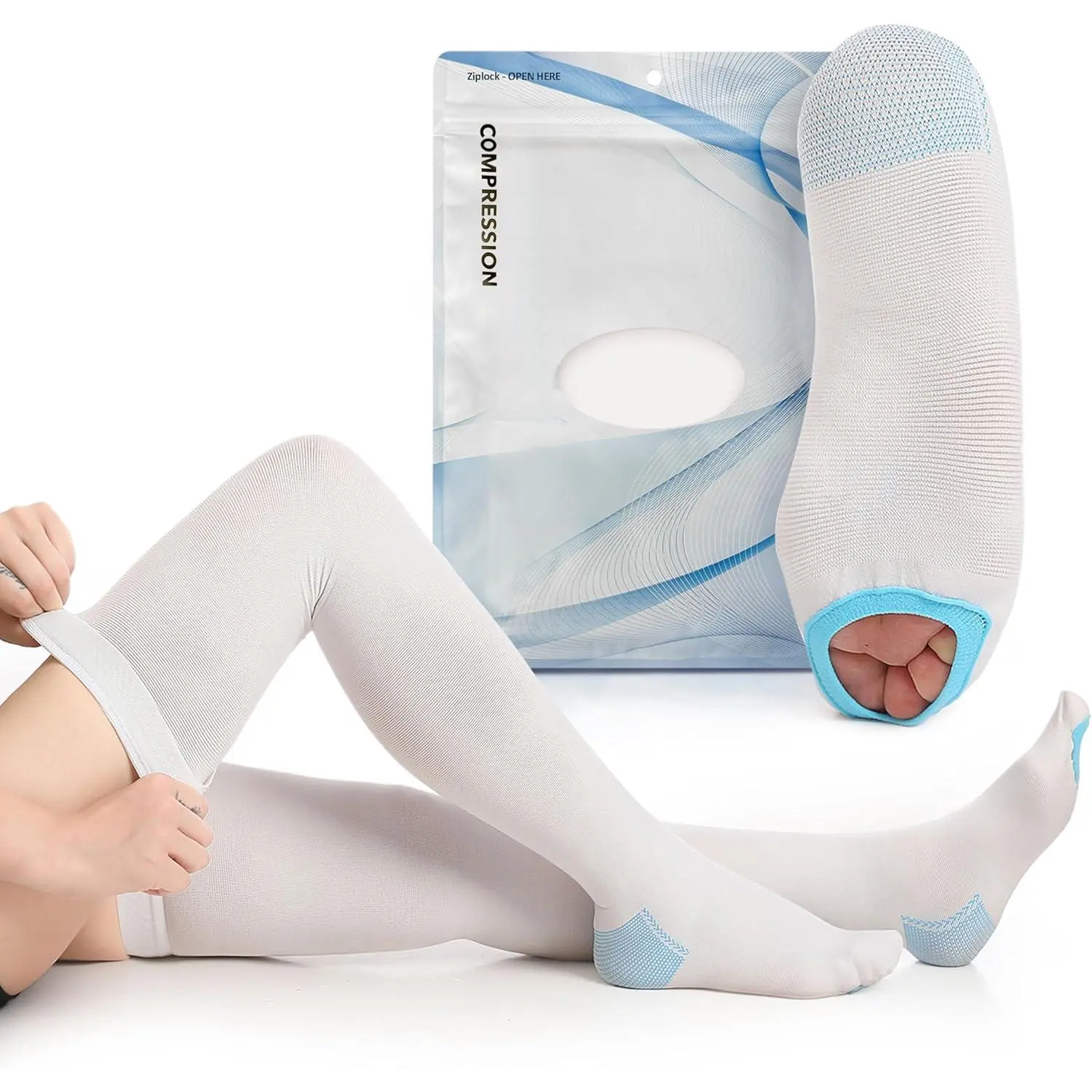 Hose Thigh High Anti Embolism Stockings for Women & Men, Hospital Style Surgical Stockings, Plus Size Compression Socks, Support Hose with Inspection Hole| Hospital Style Surgical Stockings, Plus Size Compression Socks, Support Hose with Inspection Hole