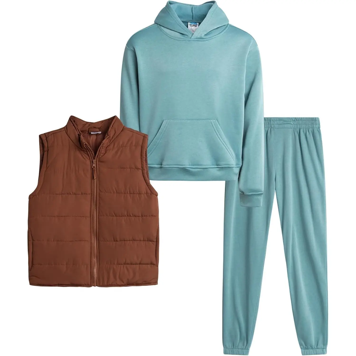 Boys Sweatsuit Set - 3 Piece Zip Puffer Vest Hoodie Sweatshirt & Boys Joggers Pants - Athletic Boy Clothes (8-12)