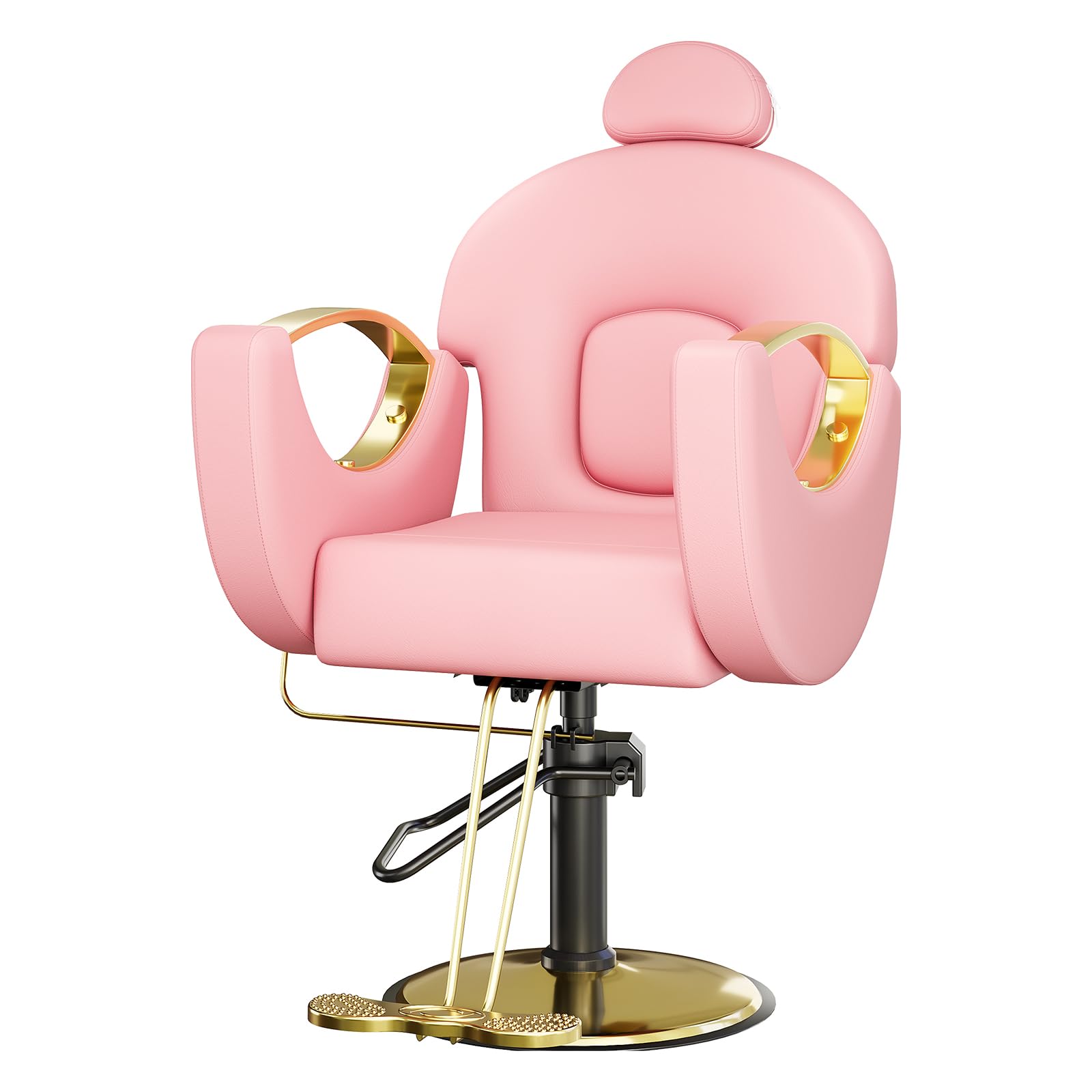 Reclining Salon Chair for Hair Stylist, 360° Swivel and Height Adjustable Hydraulic Barber Chair with Foot Rest, Multi-Function Shampoo Beauty Hairdresser Armchair for Home Barbershop