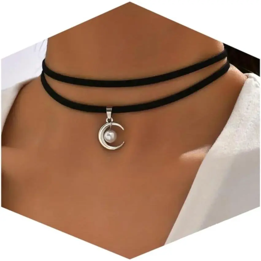 Black Necklaces for Women, Adjustable Layered Velvet Leather Lace Collar Necklace, Goth Jewelry Gifts.