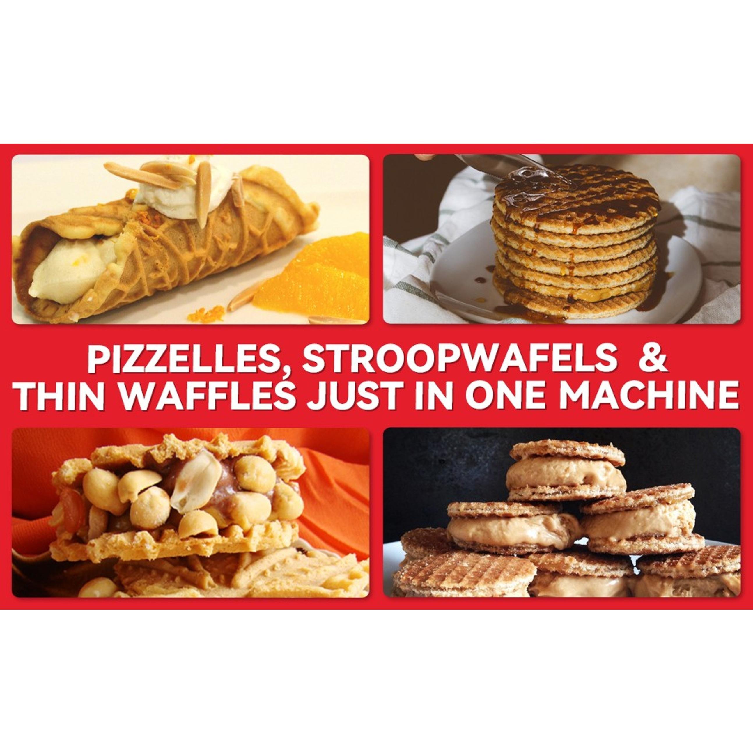 Pizzelle Maker Electric, Non-stick Stroopwafel Iron, 2 X 5" Cookie Machine for Christmas, 4" Mold Included, White