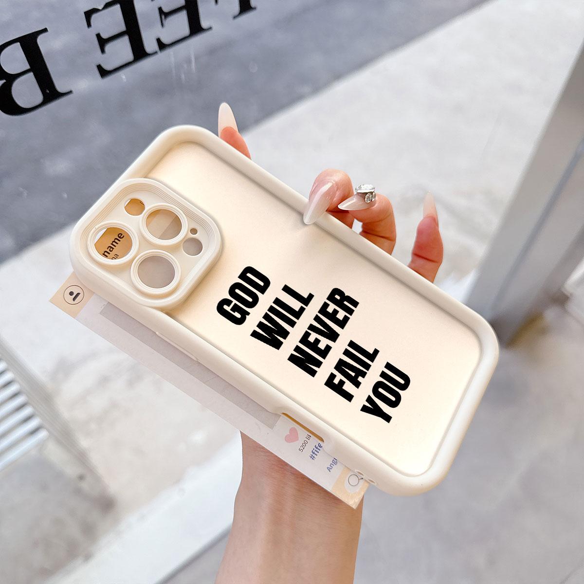 GOD WILL NEVER FAIL YOU  Bible Verse Phone Case | Black Aesthetic Shockproof Cover for iPhone 11 12 13 14 15 16 17 Pro Max Plus