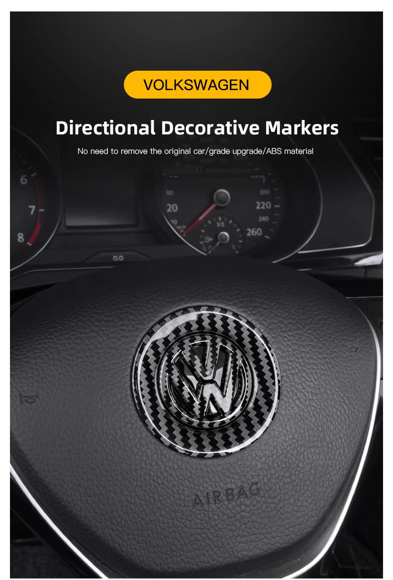 Car Steering Wheel Center Emblem ABS Logo Stickers, Sticker For Cars, Interior Accessories Ring Cover For VW Volkswagen Atlas Jetta Touareg Golf Polo GTI Taos Passat Tiguan Arteon Caddy Beetle Amarok Transporter