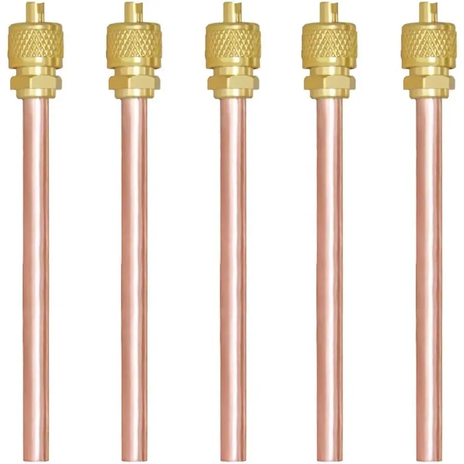 1/4 Inch Metal -Way Air Valve Air Conditioning Refrigeration Service Access Valve(Pack of 5)