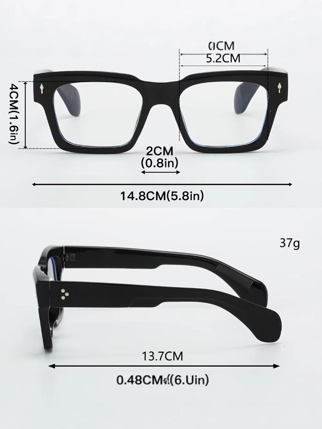 Men's Thick Frame Rectangular Glasses, Transparent Lens Design, Stylish Eyewear for Men, Fashionable and Durable Spectacles