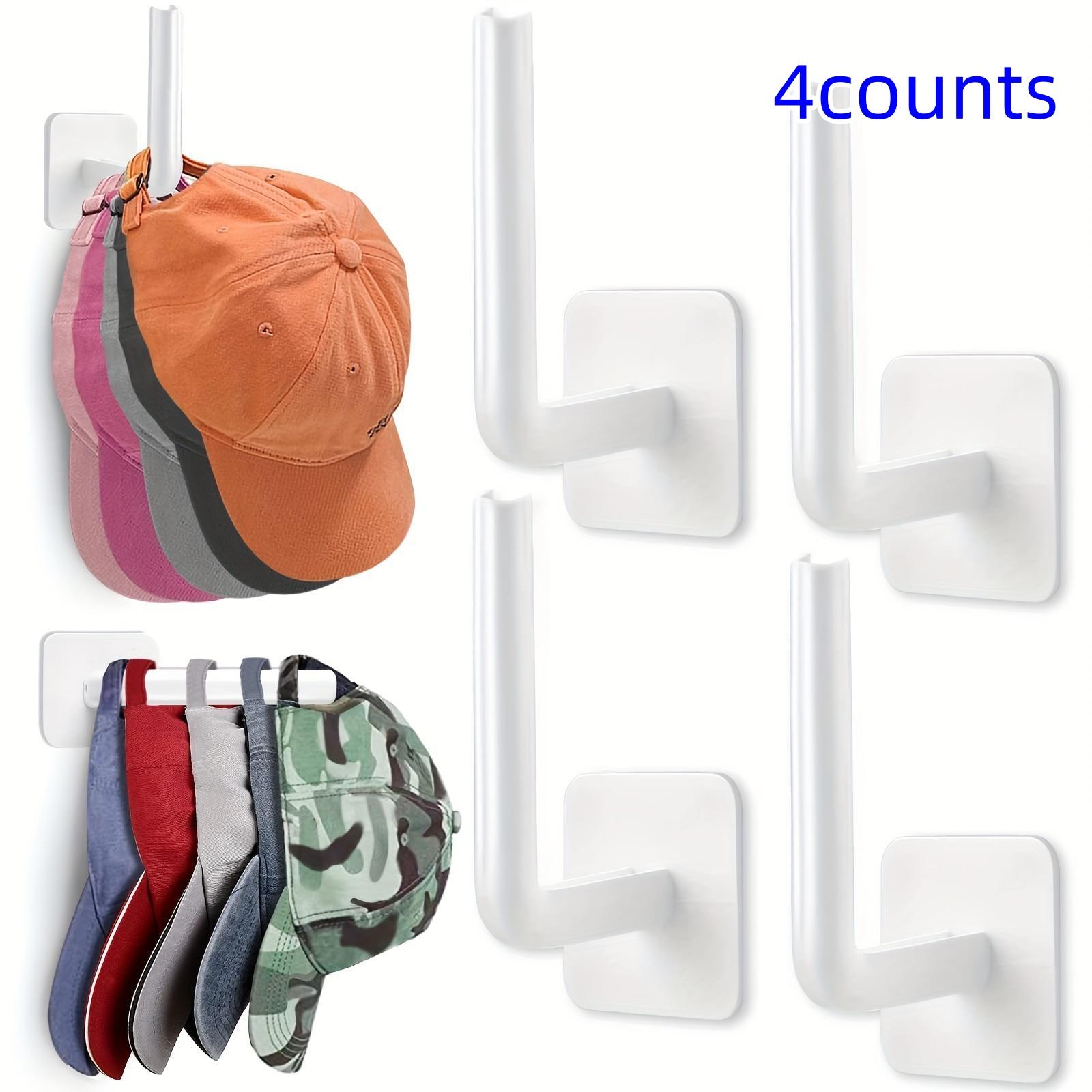 4 Pack Wall-Mounted Hat Storage Hooks, Self-Adhesive Organizer Rack, Multi-Purpose Home Organizer for Entryway Bathroom Bedroom