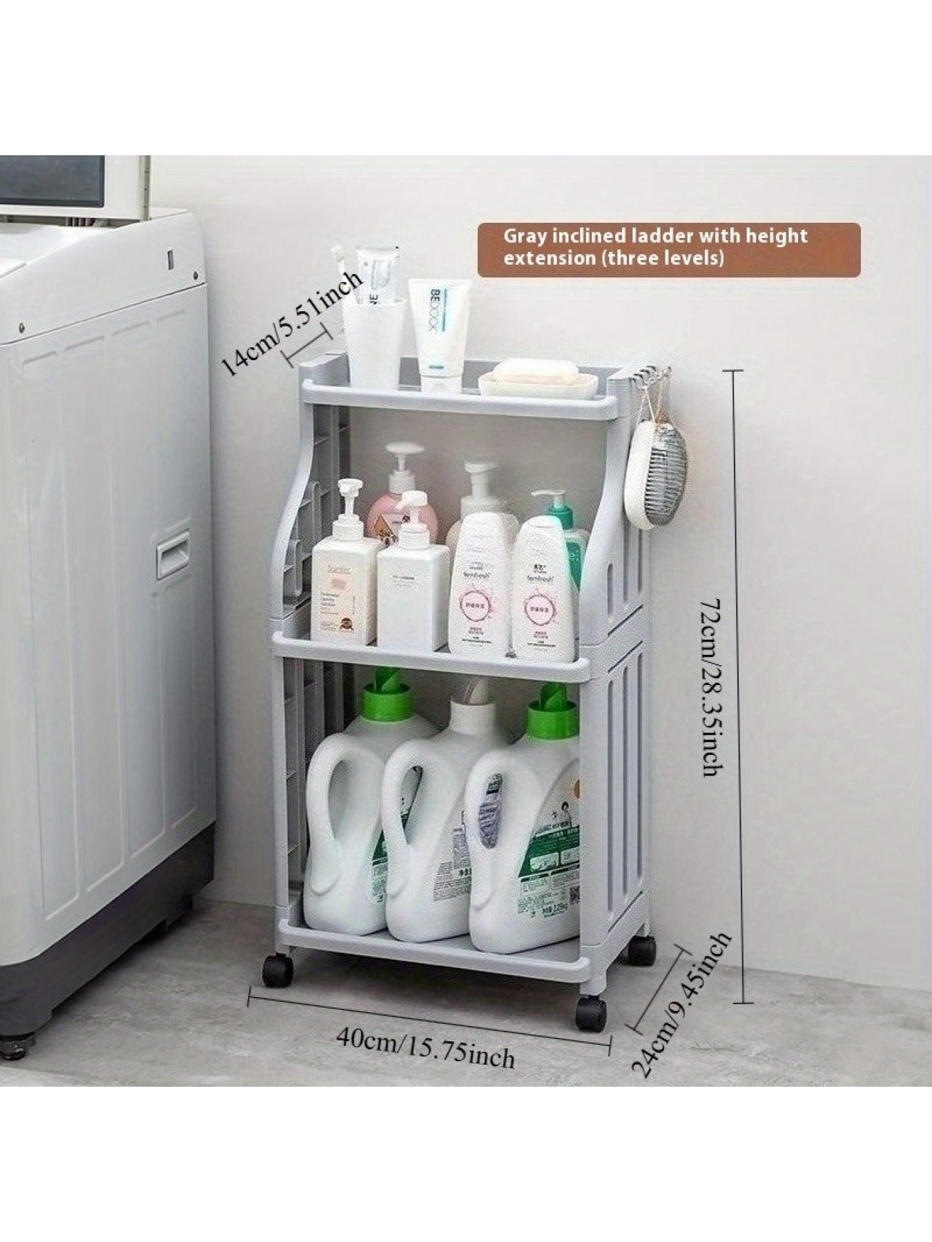 Rolling Bathroom Storage Cart with Wheels, Heavy Duty Mobile Shelf Organizer, No Assembly, Space Saving for Bathroom Kitchen Laundry Small Spaces