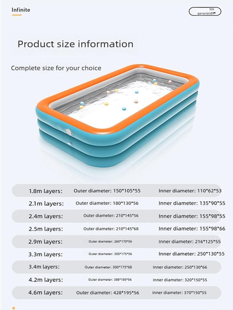 Inflatable Swimming Pool for Home Use, Large Size for Adults and Kids, Indoor Bathing Tub, Thick PVC Material, Perfect for Playing