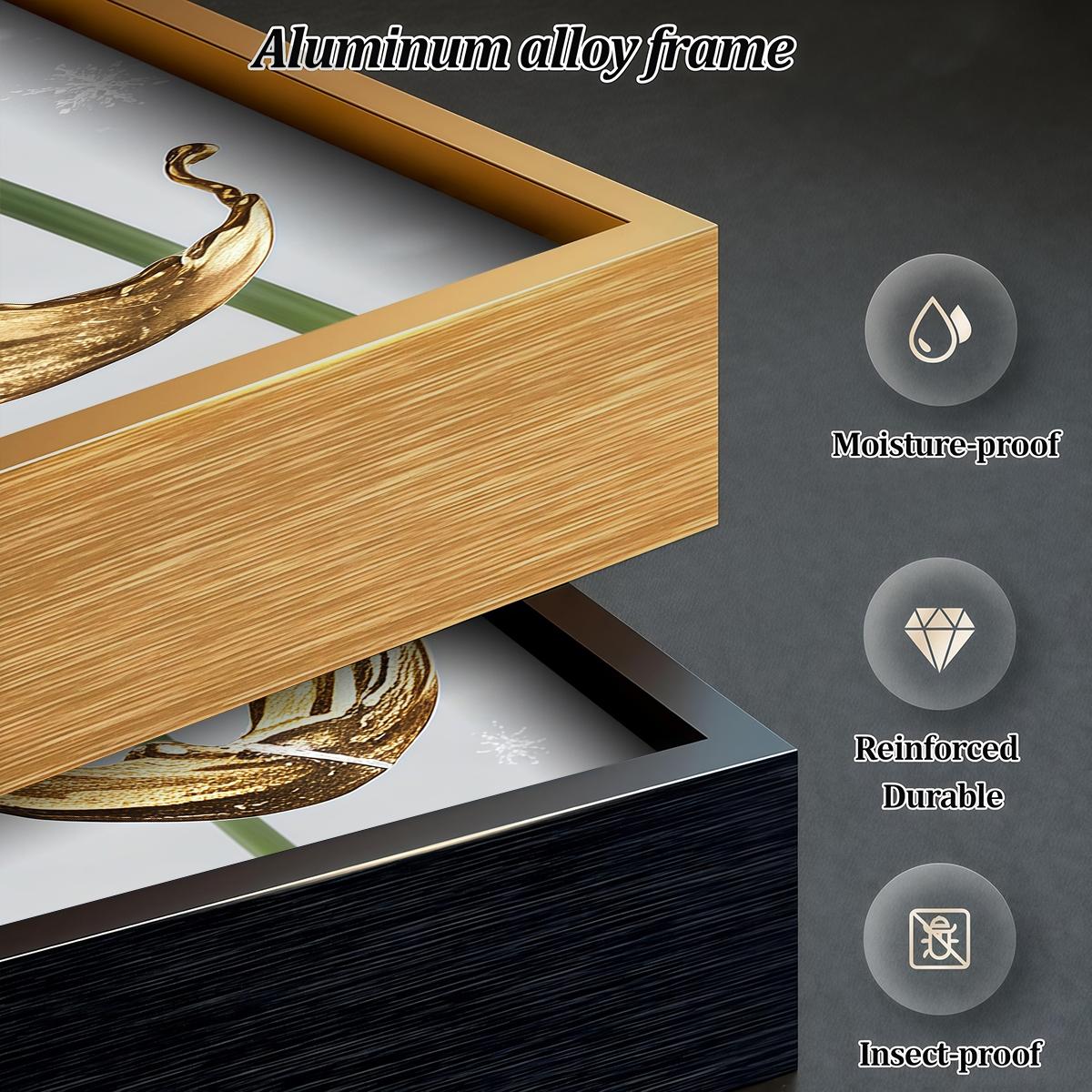 3 Counts Aluminum Alloy Framed Painting, White Daffodil Gold Splash Art Pictures, Home Decoration For Living Room, Bedroom, Office, Restaurant, Hallway Wall Decor, Odorless Print Artwork, Luxury Perfect Gift For Friends And Family