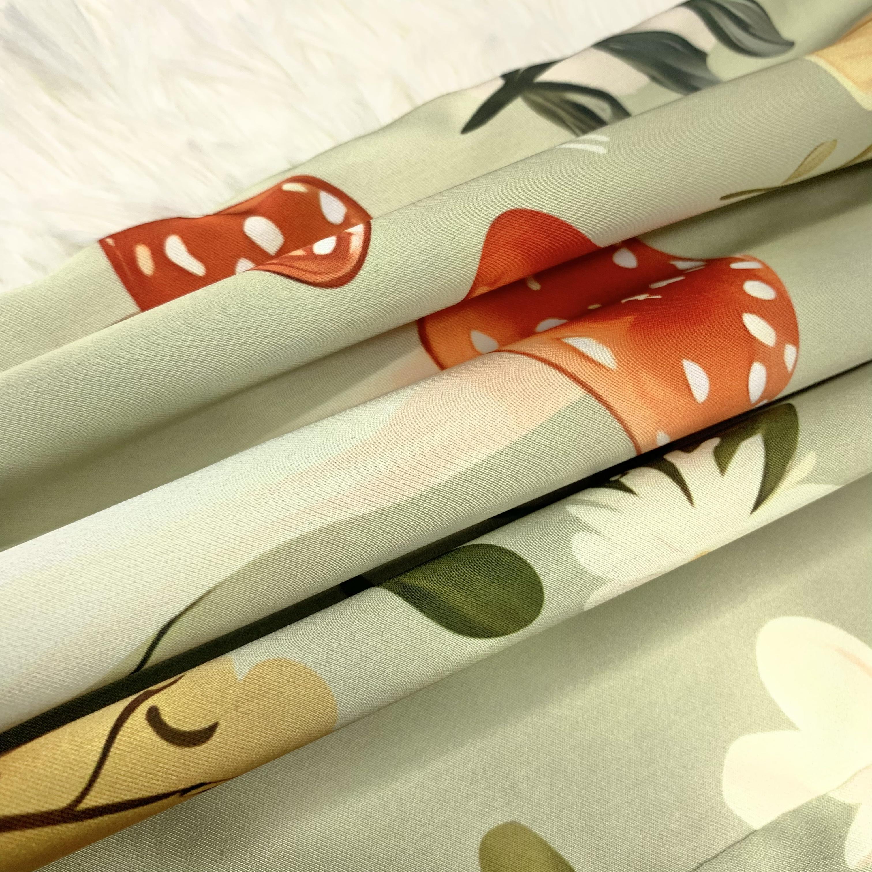 Women's New Autumn Pastoral Mushroom & Daisy Print Satin Wide-Leg Pants, Comfortable Elastic Waistband, Flowy Pants Outfit for Home or Outdoor Wear