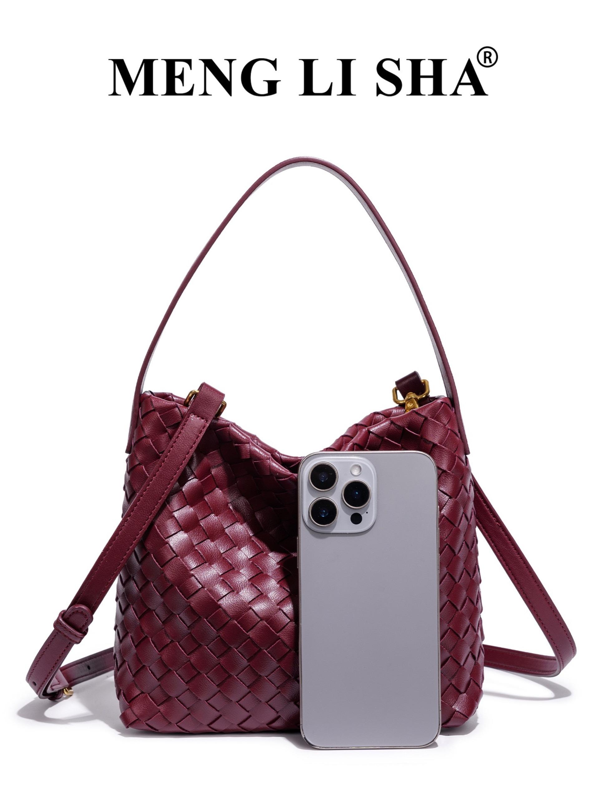 New Handmade Woven Tote Bag for Women, Luxury Bucket Bag, Lazy Style Commute Shoulder Crossbody Handbag, Large Capacity Leather Bag