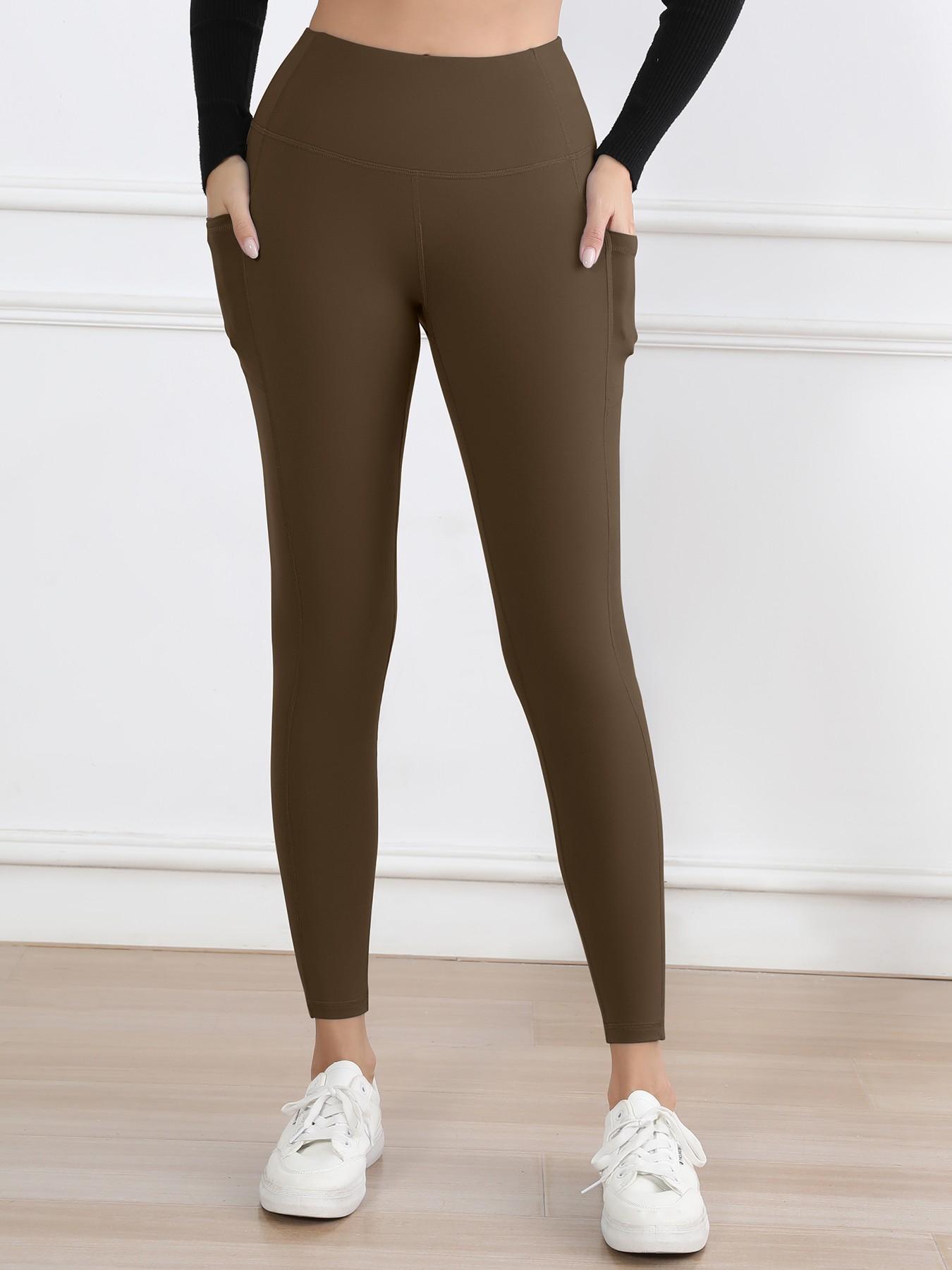 Women's High Waisted Yoga Leggings with Side Pockets, Comfortable Gym and Fitness Yoga Pants, Fashion Sportswear for All Seasons, Gym Sportswear Bottoms