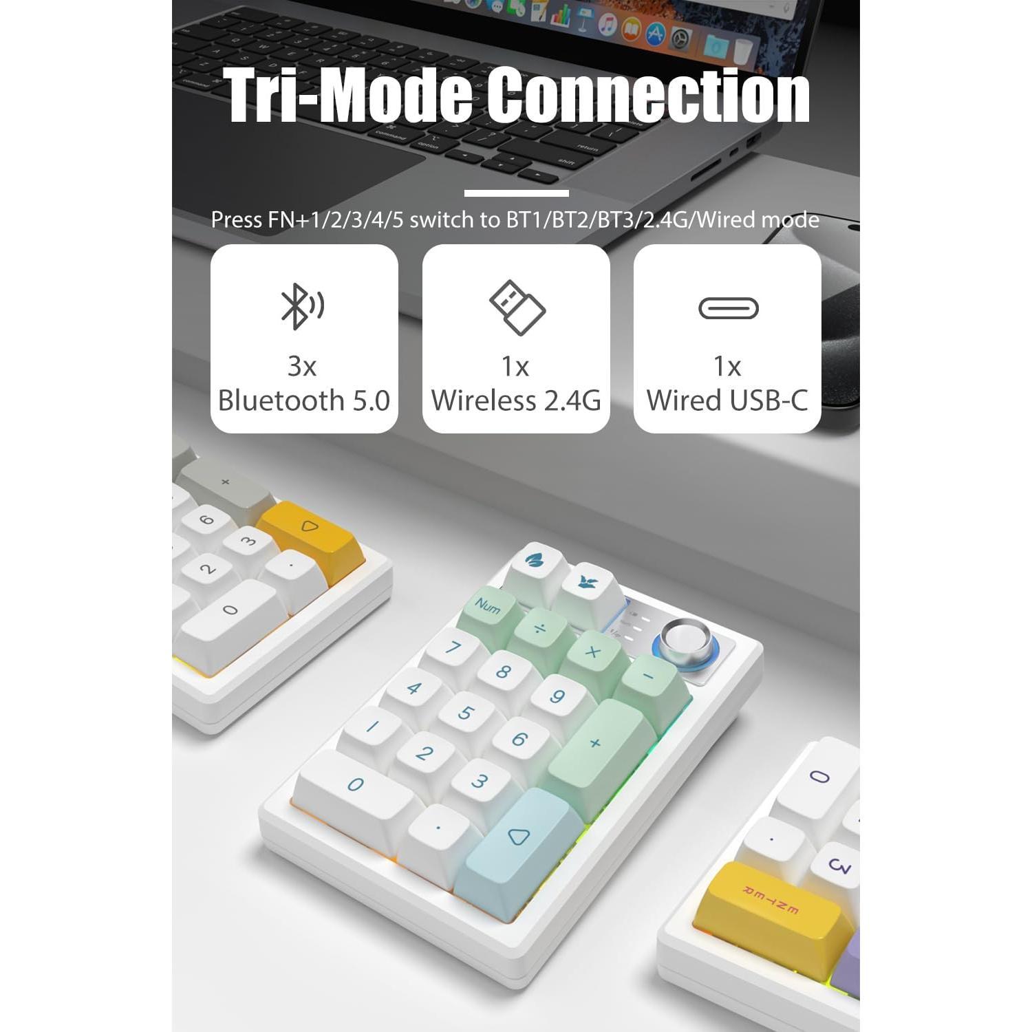Gasket Creamy Mechanical Numpad Programmable Macro Keypad 2.4G/ 5.0 ...