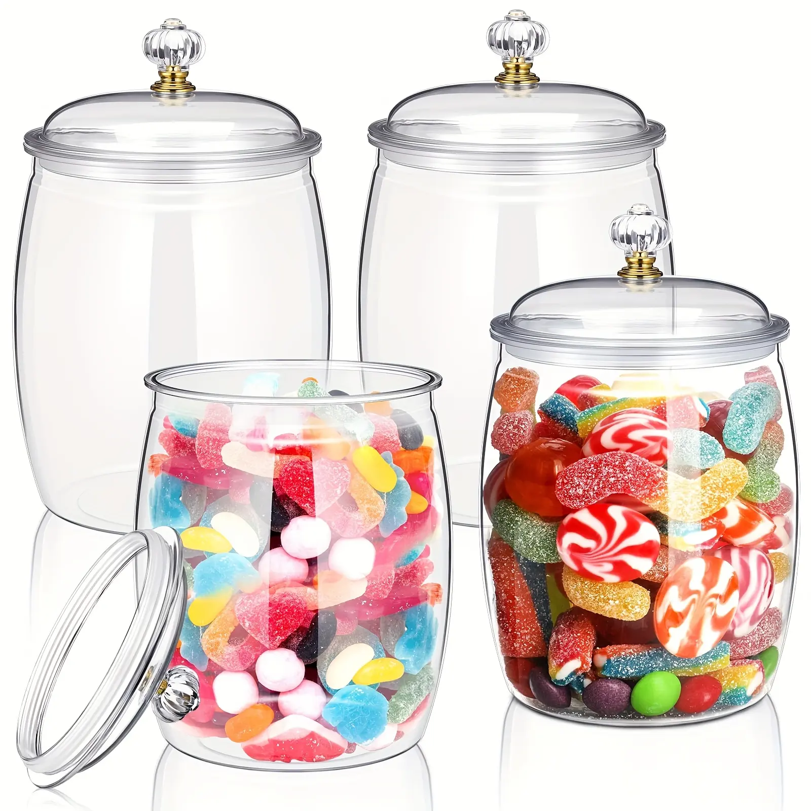 4/6pcs Candy and Cookie Jars Plastic Jars with Lids Decorative Apothecary Jars Candy Buffet Containers Transparent Sealed Food Storage Jars Home Decor