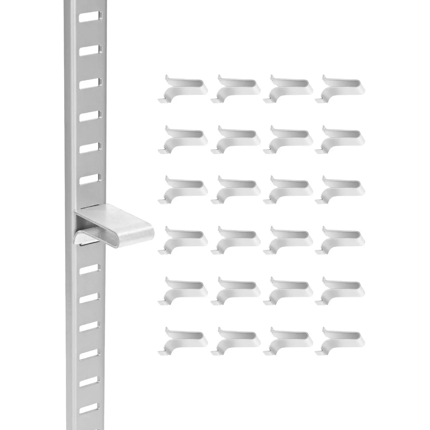VEVOR Shelf Clips, 40 Pack, Adjustable Steel Pilaster Shelf Clips Support for Metal, Wood, Glass Shelves, Compatible with Wardrobes, Cabinets, Bookcases, Shoe Racks and Display Racks (Silver)
