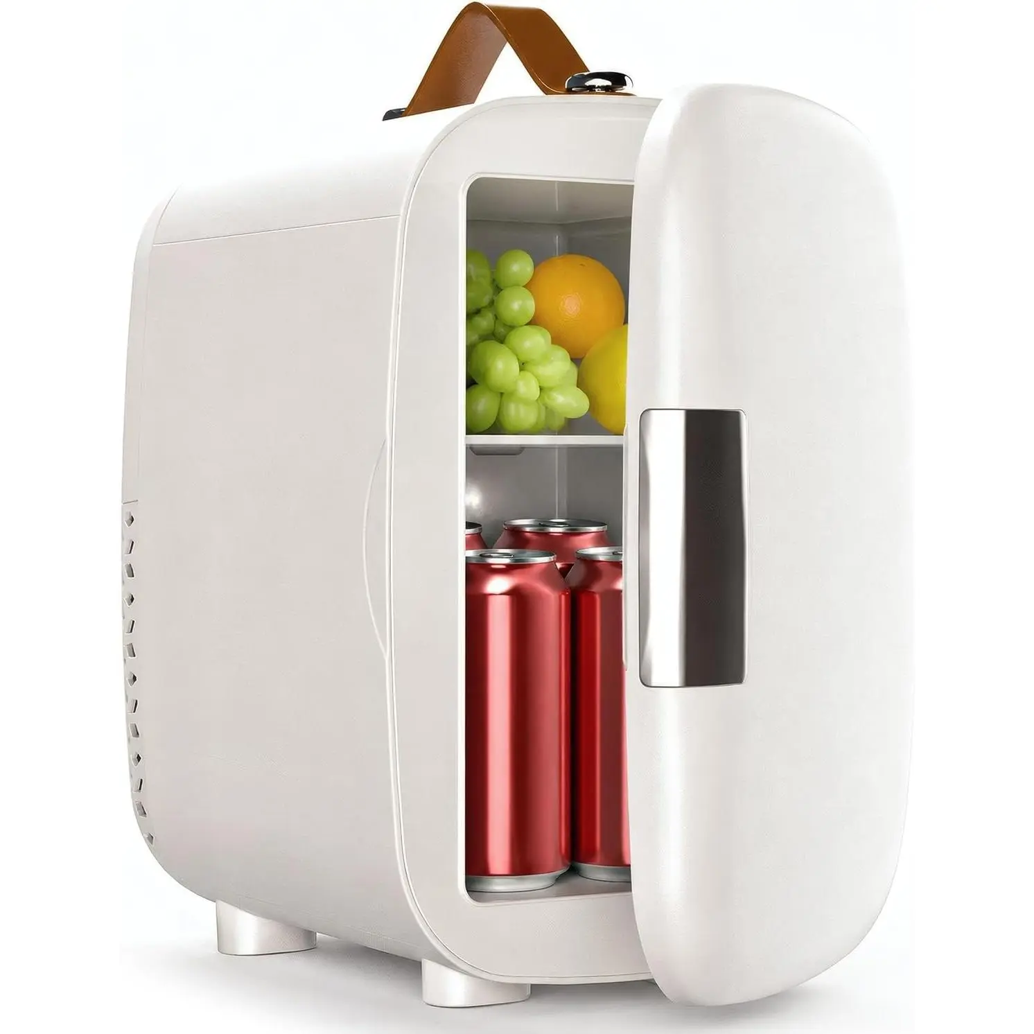 Cosmetic Fridge, Portable Mini Fridge for Skincare Food Drinks, 4L/6 Can Electric Plug In Cooler & Warmer, AC/DC Skincare Refrigerator for Bedroom Office Car Dorm (White)