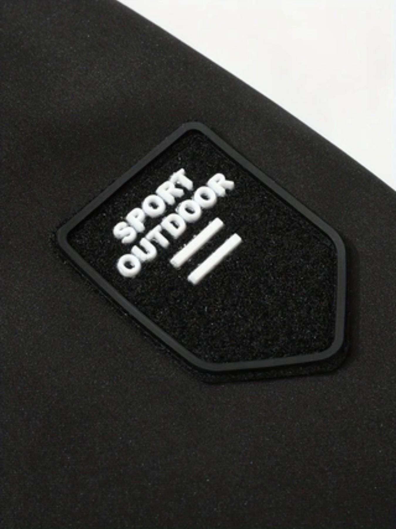 Daily Street Essential! Polyester Fiber Snap-On Hooded Jacket, Number 5 + Wrench Pattern, Soft Breathable Fabric, Loose Fit, Casual Vibe