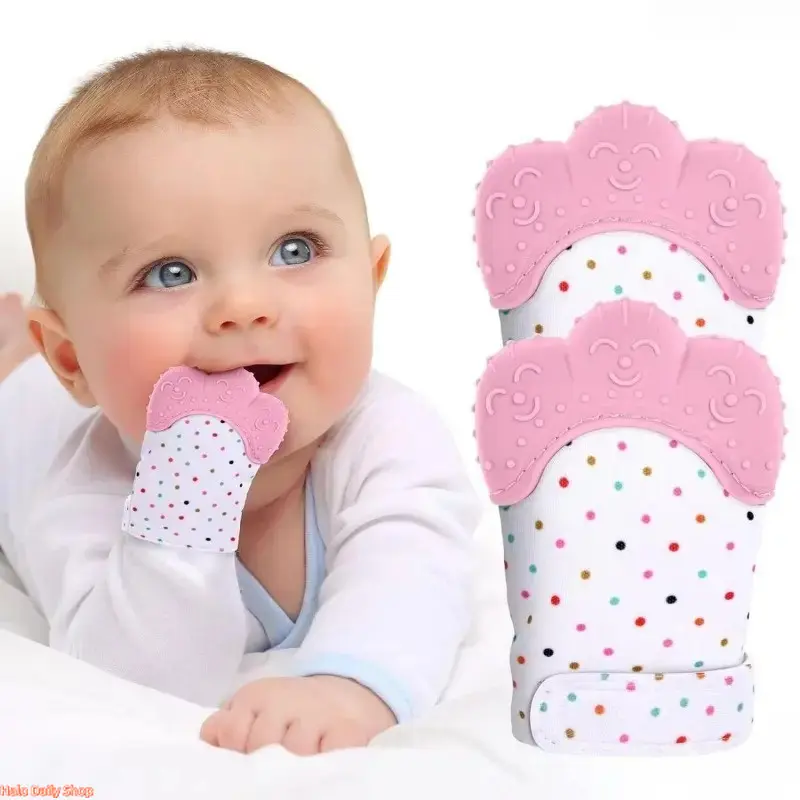 Unisex Baby Teethers, Fashion Silicone Mitten for Everyday Soothing Gum Pain Relief and Anti-Scratch Protection, Party, Pvc, Cute, Teething Mitten, Mitten Shape